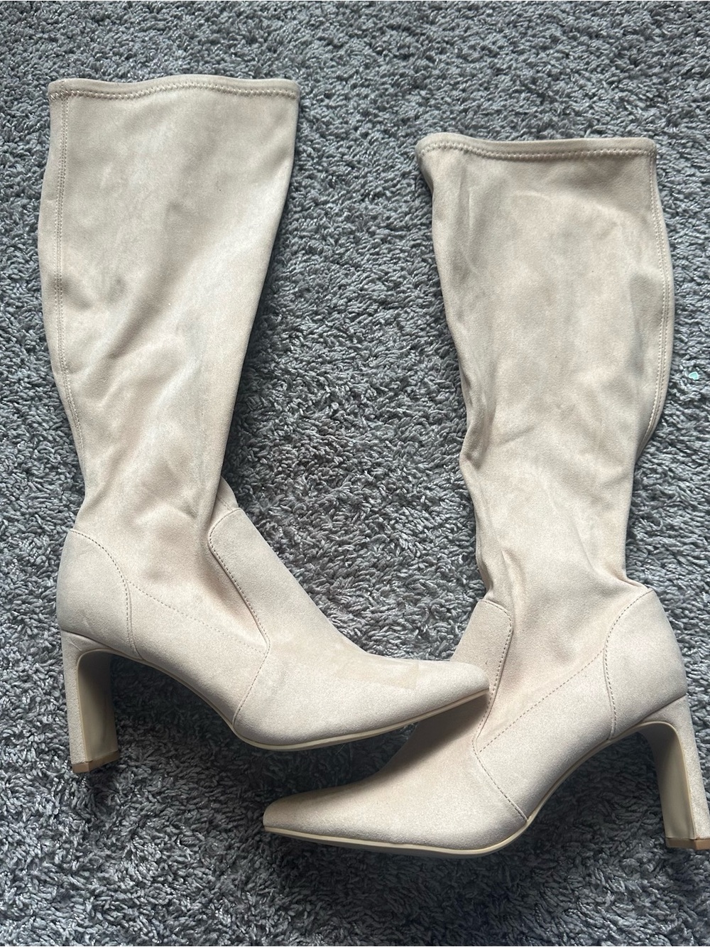Abound Knee-High Pointed Toe Stretch Boots in Light Taupe